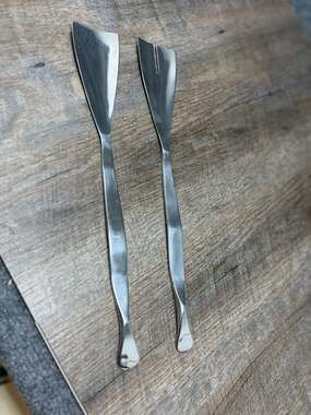 Arthur Salm style Mid Century Modern Stainless Steel Salad Serving Utensils Set
